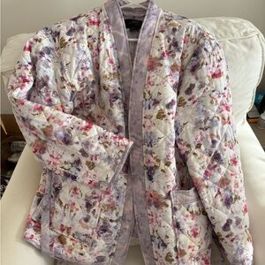 J. Crew Floral Quilted Jacket - Pink and Purple